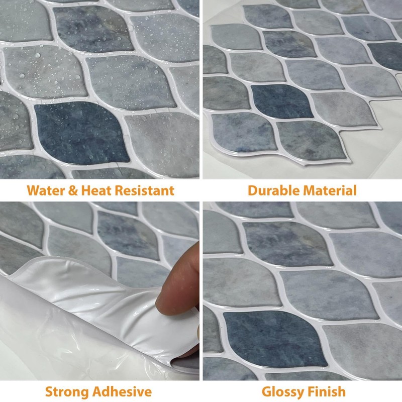 WALPLUS 6-Sheets Kitchen Backsplash 12" x 6" Peel and Stick