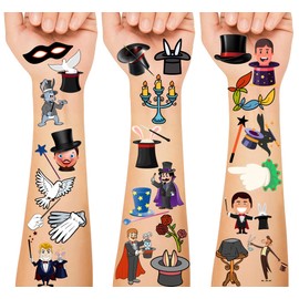 216Pcs Magician Theme Tattoos Temporary Stickers Magic Performance Game Competition Birthday Party Favors Supplies Decorations Tattoos