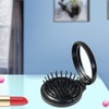 Folding Hair Brush with Mirror for Purse/Pocket,Round Mini Compact Massage