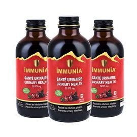 Immunia Urinary Health. Prevent Urinary Tract Infection (Women & Men). Cranberry & Elderberry Concentrate. Natural Antioxidant. Delicious Taste. 5 ml/day. Made in Canada (3-pack)