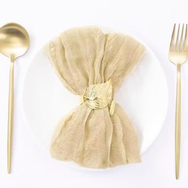 MLMC 10 Pack Champagne Cheesecloth Napkins Bulk Washable Cloth Napkins Set of 10 21"x21" Sand Rustic Boho Gauze Dinner Table Napkins for Fall Wedding Bridal Shower Family Gathering Decor