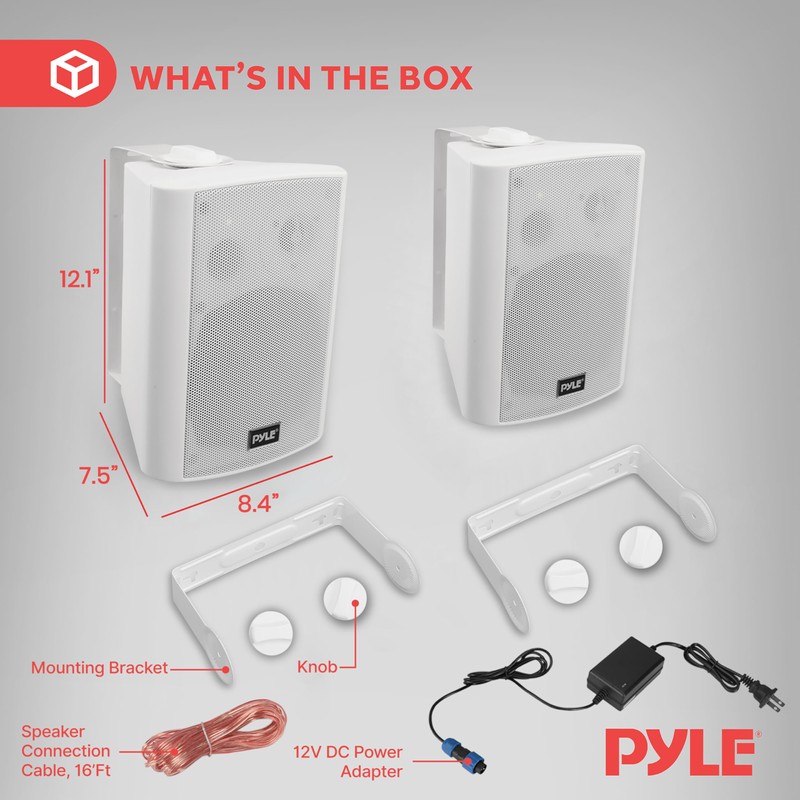 Pyle 6.5 Inch Wall Mount Waterproof Speaker System for Indoor