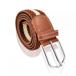 NiceYnn Men's Elastic Adjustable Waist Belt - Womens 3.3cm Wide Stretch Canvas Braided Belts Vintage Casual With Leather for Jeans, One Size