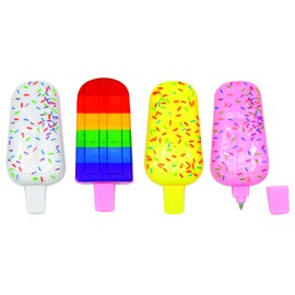 Raymond Geddes Mini Ice Cream Pens (48 per Bag) - Unique Pen in 4 Styles with Sprinkles and Rainbow - Cute Pen for Kids
