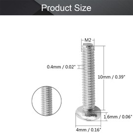 MroMax M2 x 10 mm Tornillos para máquina Pan Phillips Cabeza Cruzada Tornillo Tornillos de fijación de acero inoxidable 304 Pernos de sujeción de acero inoxidable gris plateado 60 piezas