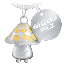 LongZYU Lucky Mushroom Keyring Lucky Charm Car Lucky Mushroom Keyring Metal Cute Lucky Charm Pendant Lucky Good Luck Gift for Girlfriend Partner - Good Luck, gold, M