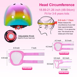 DINILEMU Kids Bike Helmet Pad Set for Kids Ages 3-5 5-8 Girls Boys Toddler Skateboard Helmet with Knee Pads Elbow Pads Wrist Guard Protective Gear Set for Sports Bicycle Roller Skating Scooter