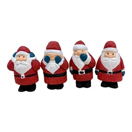 YEEYAYA Santa Claus Wood Sculpture Hand Carved Wood Santa Wooden Figurine Wood Statue Room Decor Home Decor Merry (4PCs-Santa Sets)