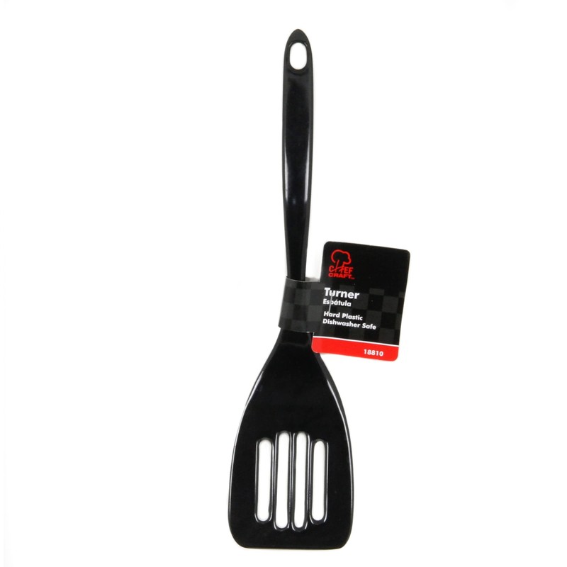 Chef Craft Basic Melamine Slotted Turner/Spatula, 11.25 inch, Black