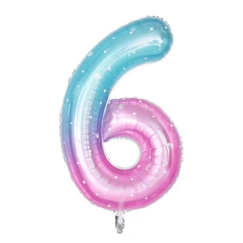 40 Inch Starry Sky Gradient Number 6 Balloons for 6th