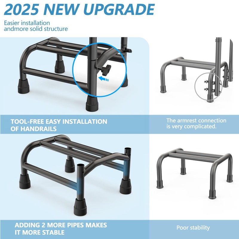 Packve Step Stool with Handle for Elderly Adults, Adjustable Handrail
