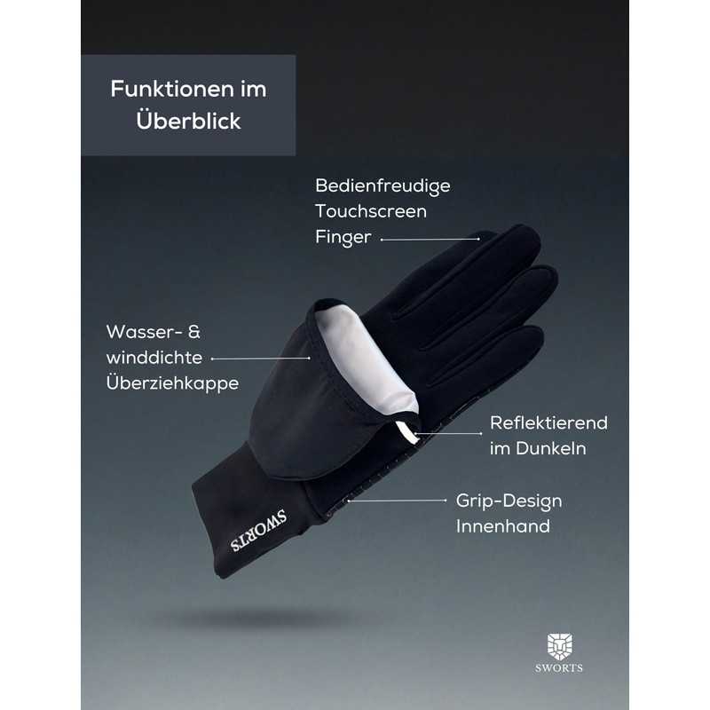 SWORTS Running Gloves, Winter Running Gloves with Fleece and Waterproof