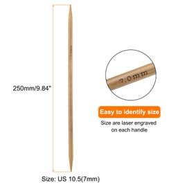 HARFINGTON 8Pcs Bamboo Knitting Needles Double Pointed Size US 10.5(7mm) Carbonized 10 Inch(25cm) Straight for Handmade Creative DIY Knitting Craft Yarn