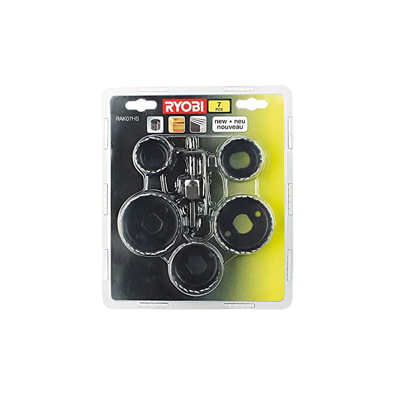 Ryobi RAK07HS Hole Saw Kit, 7 Piece, Black