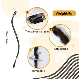 XFSRG 8 Pieces Hairpiece with Elastic Band, Women's Large Braid Hairpieces, Real Hair, Long Braided Ponytail Extension, Natural Hair Extension, Braid, Bun Curly Hair Scrunchie, Hair Updo