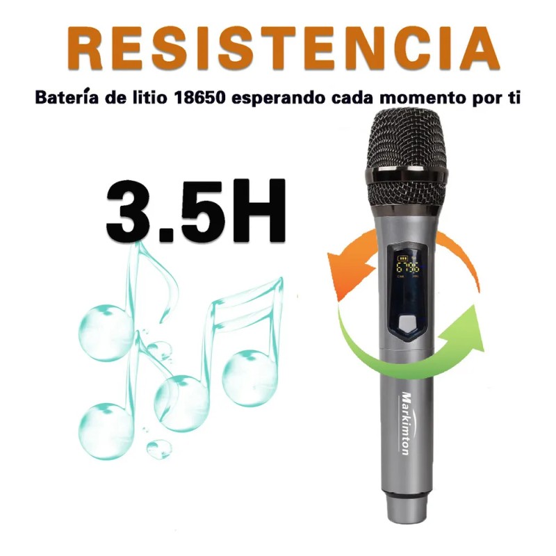 Micrófono Inalámbrico Profesional Uhf Markimton M02 Gris Oscuro
