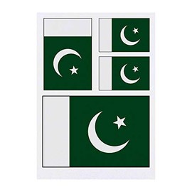 4 x 'Pakistan Flag' Temporary Tattoos - Water Resistant, Skin-Safe, Non-Toxic Transfers, Mixed Sizes (TO00014540)