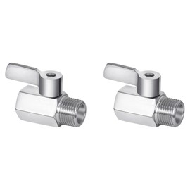 Nudiuhis Shower Head Shut-off Valve, Mini Ball Valve Made of 304 Stainless Steel, NPT Thread (1/2 Male Thread x 1/2 Female Thread), Pack of 2