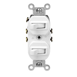 Leviton 15 Amp 120/277 Volt, Duplex Style Single-Pole/3-Way Ac Combination Switch, Commercial Grade, White, 5241-W
