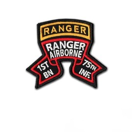 1st Battalion, 75th Infantry (Old Style) Scroll with Ranger Tab - Wax Backing - 3 3/4" X 3 1/4" (Slightly Larger Than Original Scroll - Bayonet Design