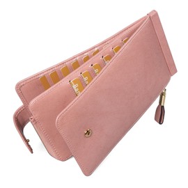 Huztencor Womens Wallet RFID Blocking Wallet Women Leather Bifold Multi Card Case Wallet with Zipper Pocket Vintage Pink