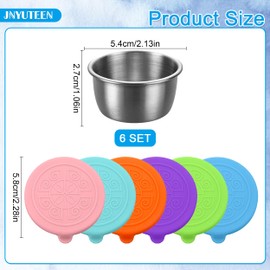 6 Pack Salad Dressing Container with Lids, 1.7oz/50ml Small Condiment Containers with Leakproof Lids, Stainless Steel Reusable Sauce Cups Salad Containers for Lunch Bento Box Picnic Travel