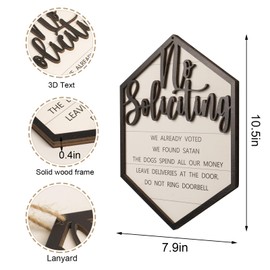 flangairy No Soliciting Sign for House Hanging, 9.1"x7.9" Wooden No Soliciting for Front Door Wall Decor, Do Not Ring Doorbell Sign Rusitc Wood Plaque Front Porch Home Decorations