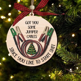 Got You Some Jumper Cables Wooden Ornament, Funny Christmas Ornaments 2024, White Elephant Gifts for Coworkers, Jumper Cable Ornament, Christmas Ornaments Funny Gift Exchange, Gag Gifts for Friends