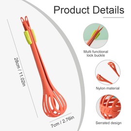 Multifunctional Egg Beater, New 2 In 1 Silicone Egg Whisk & Food Clip for Boiled Eggs, Noodle, Bread, Innovative Kitchen Gadget for Gripping and Stirring Food orange