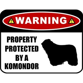 PCSCP Warning Property Protected by a Komondor (SILHOUETTE) 11.5 inch x 9 inch Laminated Dog Sign