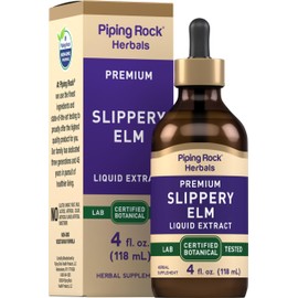 Piping Rock Slippery Elm Bark Liquid Drops | 4 fl oz | Alcohol Free Extract | Vegetarian, Non-GMO, Gluten Free Supplement