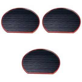 Set of 3 (A) Ranbiki Half Moon Basin, Kurobuchi Tenshu Scale 0 Size, 12.4 x 11.0 x 0.4 inches (31.5 x 27.8 x 1 cm) | Obon ABS Resin Setomonohonpo