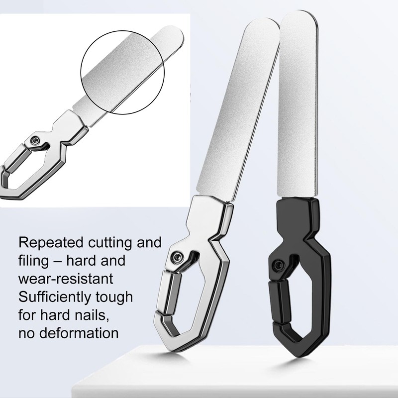 Double Sided Stainless Steel Nail File, Manicure Tool with Keychain