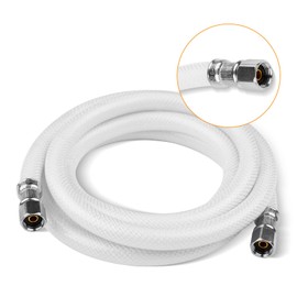 (1 Pack) HeSun 12-FT Ice Maker Supply Line, 1/4" x 1/4" Compression Refrigerator Water Hose Connector, Polyester-Reinforced PVC