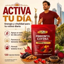 Gwynne Pimienta Cayenne 3000mg 120 Cápsula,suplemento 12 En 1 Con Vitaminas D3,k2 Y E,apoya La Circulación Saludable Y La Energía Diaria,características Berberina,remolacha Y Cúrcuma