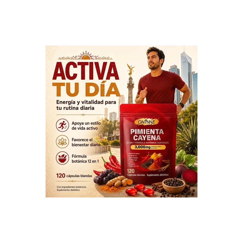Gwynne Pimienta Cayenne 3000mg 120 Cápsula,suplemento 12 En 1 Con
