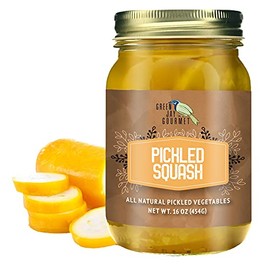 Green Jay Gourmet Pickled Squash in a Jar - Fresh Hand Jarred Vegetables for Cooking & Pantry – Home Grown Pre-Prepared Pickled Squash – Simple Natural Ingredients -16 Ounce Jar