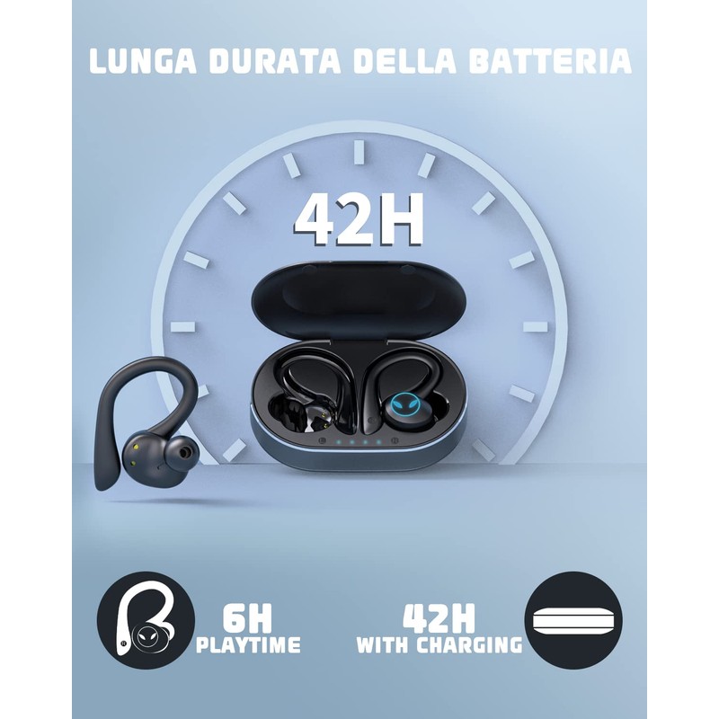 EUQQ Cuffie Bluetooth Sport, senza fili con tecnologia Bluetooth 5.3,
