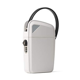 SAFEGO Caja de seguridad portátil para interiores y exteriores con llave y acceso combinado (compacto, blanco)