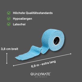 qualymate, HookGrip Tape, Lifting Tape - 3.8 cm Wide x 6.9 m Long, Extra Long, 3 Rolls Hook Grip Tape, Tape for Crossfit, Weightlifting Tape, Weightlifting, Thumb Tape (3 Rolls Blue)