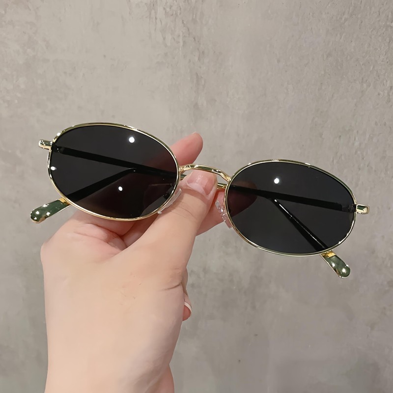 WDZAYXC Retro Oval Sunglasses for Men and Women, Gold/Grey