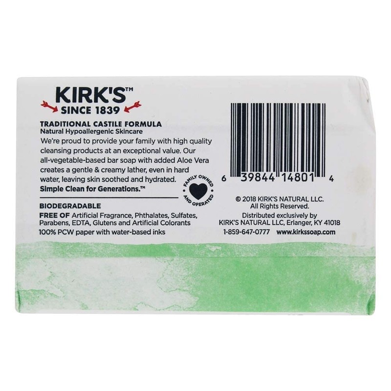 Kirk's Original Coco Castile Bar Soap Soothing Aloe Vera, 4