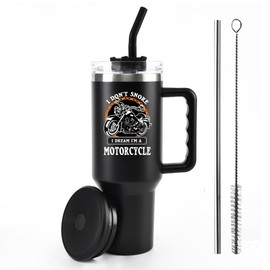 Panvola I Don't Snore I Dream I'm A Motorcycle Stainless Steel Tumbler Snorers Motorcyclist Gift Biker Rider For Dad Husband Boyfriend Uncle Travel Mug (40 oz, Black)