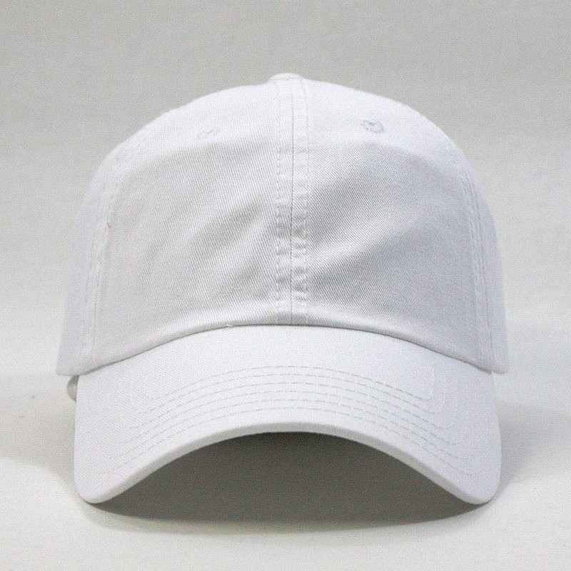 Plain Basic Bold Cotton Adjustable Dad Hat Baseball Cap (White)
