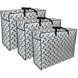 Storage Bags Water & Dust Resistant. Double zipped storage bags for toys, laundry, bedding. Underbed Wardrobe Space Saver Scotty Scottie dogs print (115 ltr 3x Pack)
