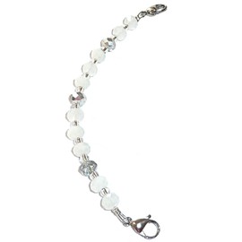 Hidden Hollow Beads Women's Artistic 6.5 or 5.5 Medical Alert ID Interchangeable Replacement Bracelet Identification (White, 5.5 inch)