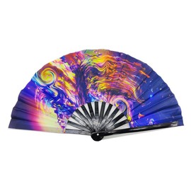 UV Glow Rave Fan Bamboo Folding Clack Hand Fan for Men Women Decor Gift Party Disco Dance Pride Festivals Accessory fans for line dancers - Style: B