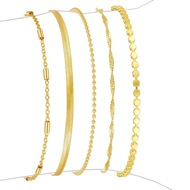 Striviio Gold Bracelets for Women, 14K Gold Plated Stackable Bracelet