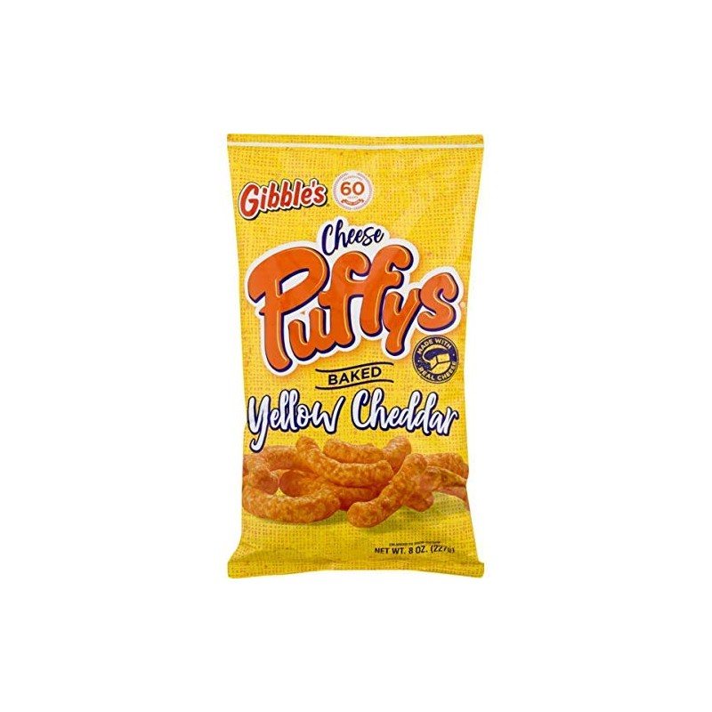 Gibble's Gibbles Cheese Puffs, Baked, Yellow Cheddar, 8 oz Bag