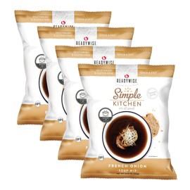 Simple Kitchen French Onion Soup Mix - 17 Servings for Meal Prep, Vegetarian, Gluten Free, Dehydrated & Freeze Dried Survival Food for Camping Meals, Backpacking & Hiking, Survival Kit, Pack of 4